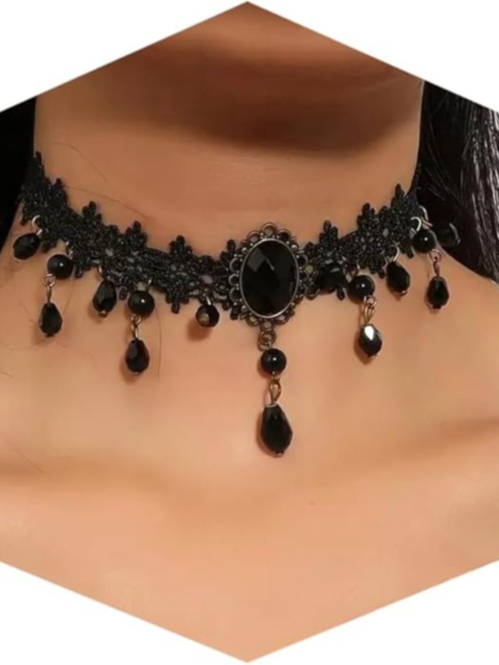 Black Layered Choker Necklace | Velvet Lace Leather Gothic Collar Adjustable Wom